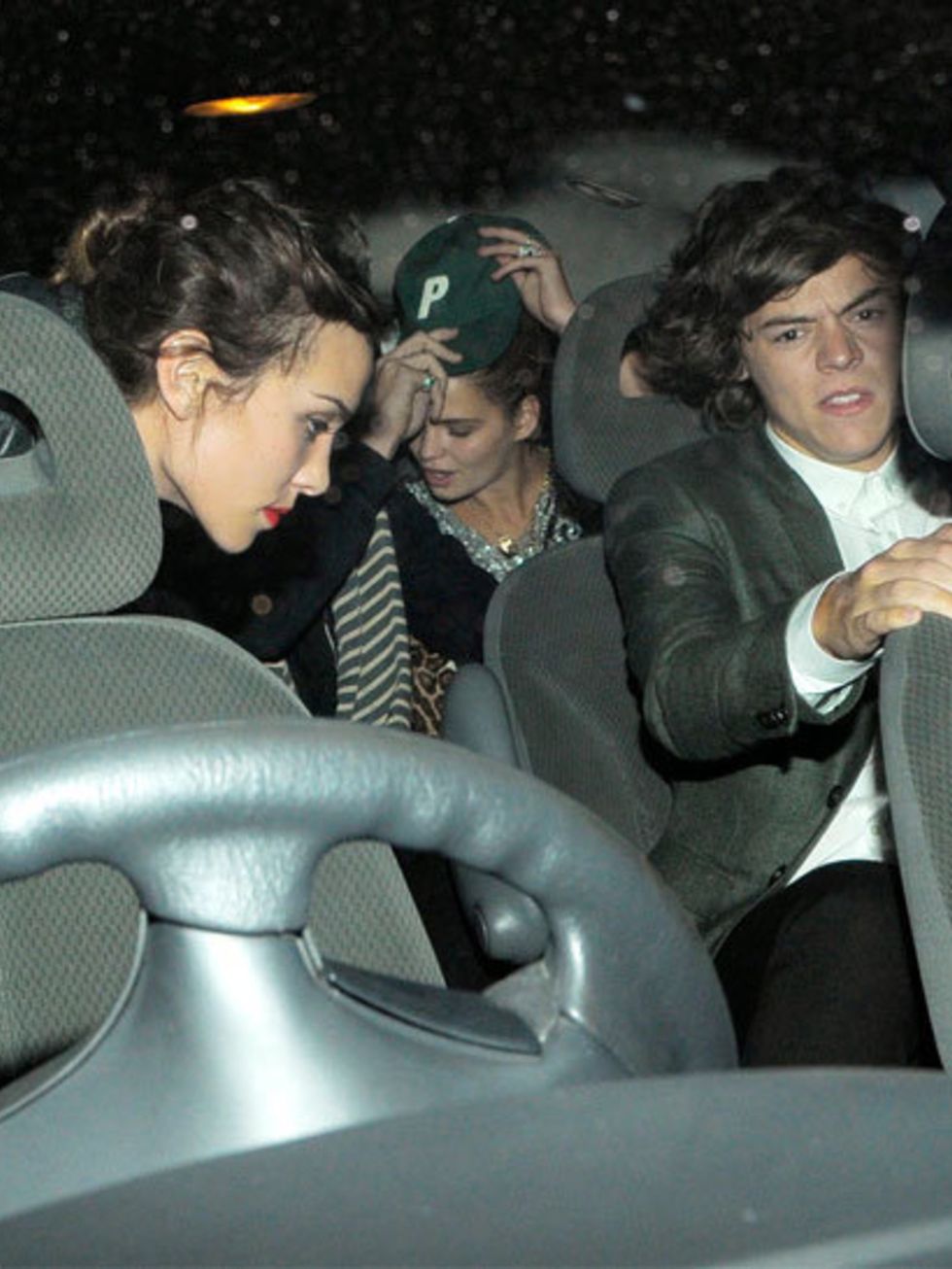 <p>Harry Styles and Alexa Chung leave Pixie Geldof's birthday party together </p>