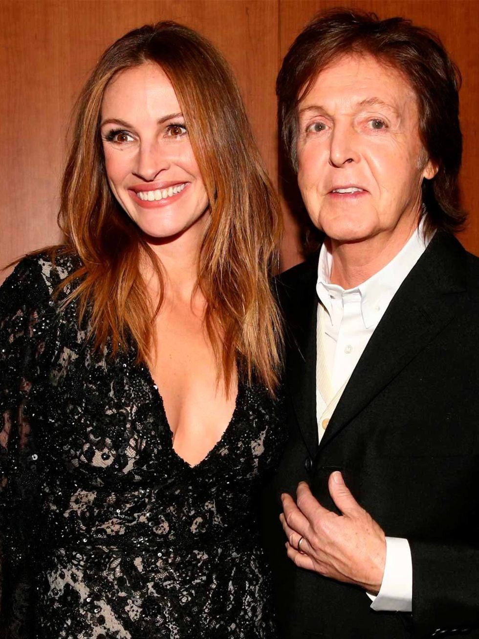 <p>Julia Roberts and Sir Paul McCartney at the 56th Annual Grammy Awards.</p>
