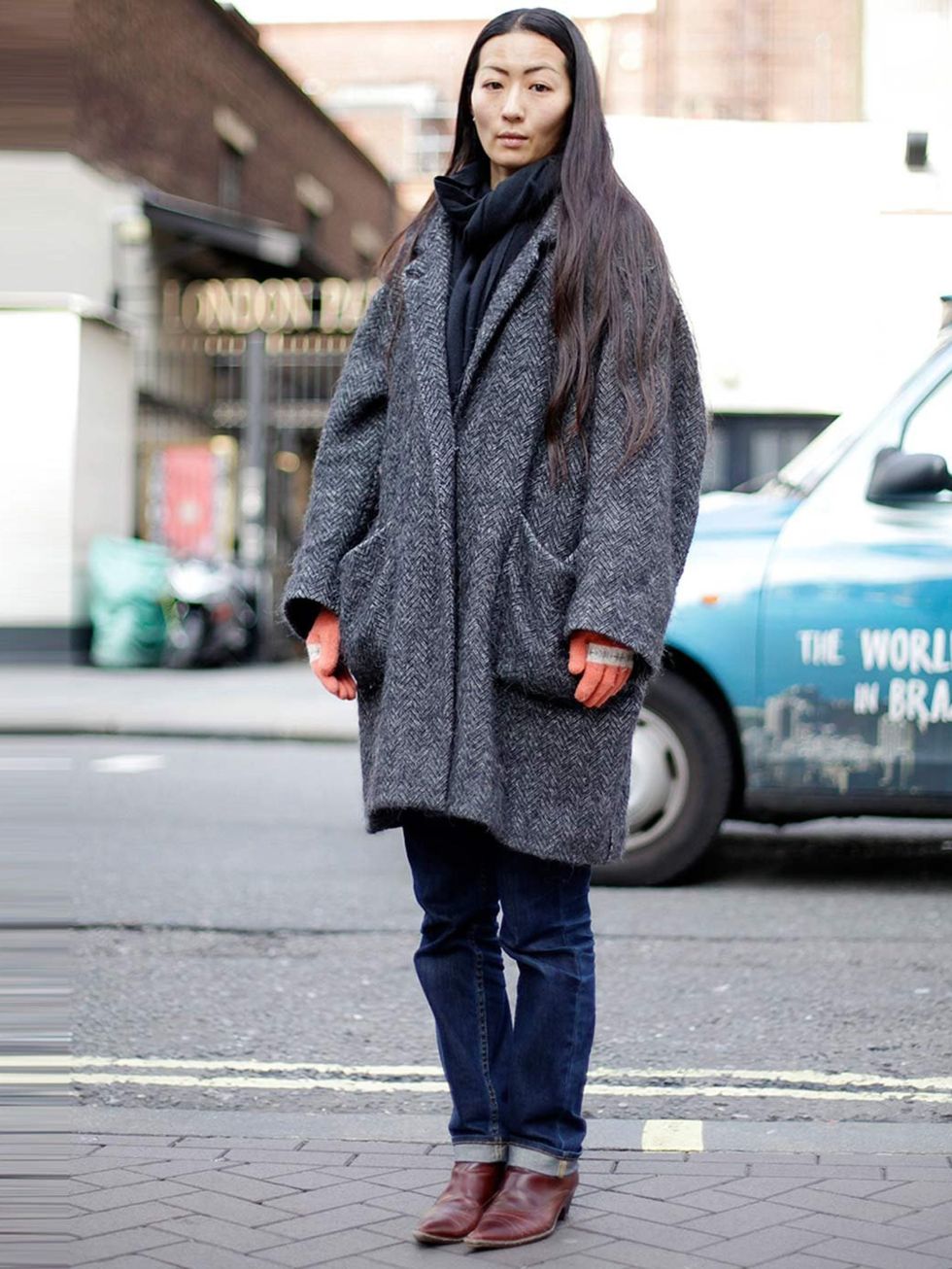 <p>Kanae, 37, Photographer. Isabel Marant coat, Muji jeans, Dries Van Noten boots, See by Chloe bag.</p>