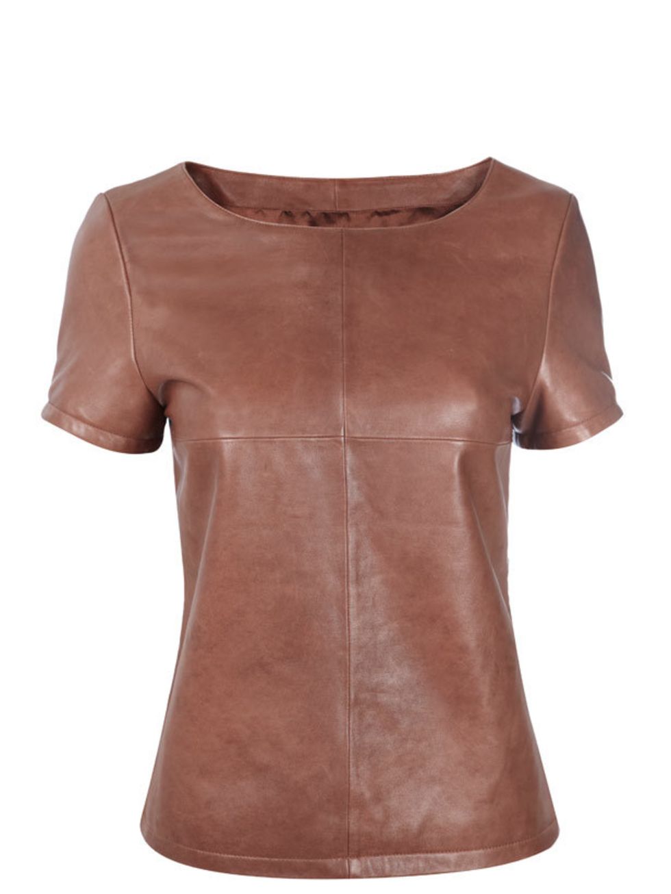 <p>Leather T-shirt, £75, by Wallis (0845 121 4520)</p>