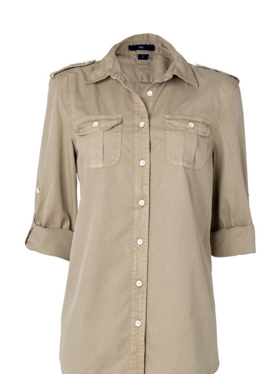 <p>Khaki button-up shirt, £32.50, by Gap (0800 427 789)</p>