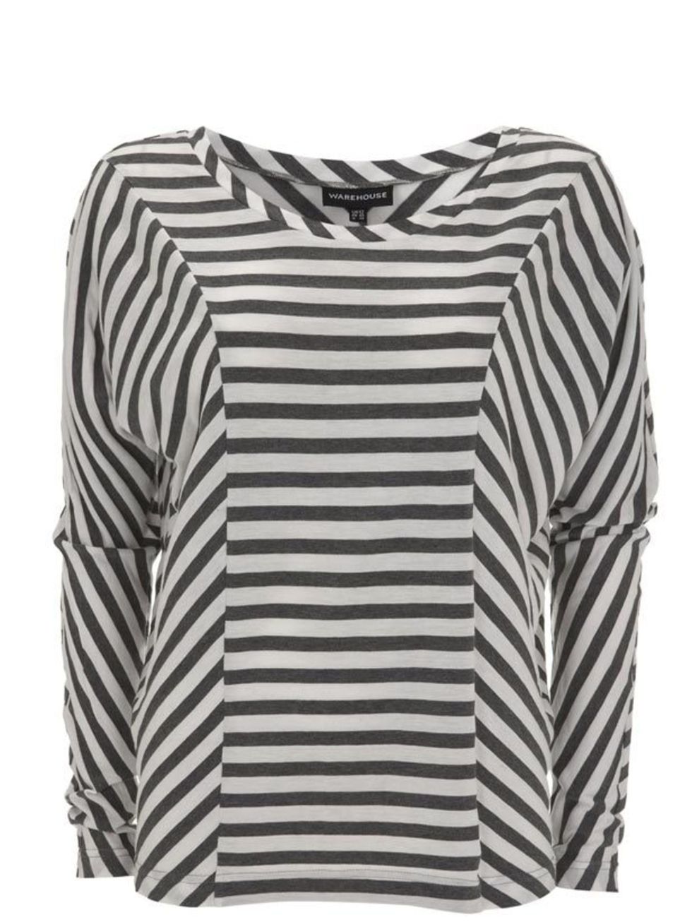 <p>Stripe batwing top, £22, by <a href="http://www.warehouse.co.uk/fcp/product/fashion/Casual-Tops/stripe-batwing-long-sleeve-top/299096">Warehouse</a> </p>