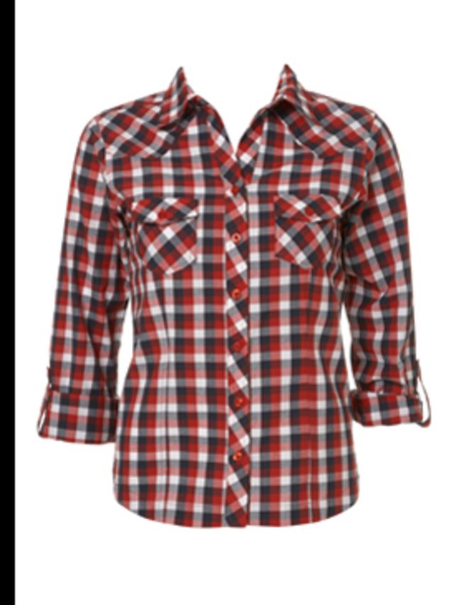 <p>Maggie check shirt, £25, by Topshop, for stockists call (0845 121 4519)</p>