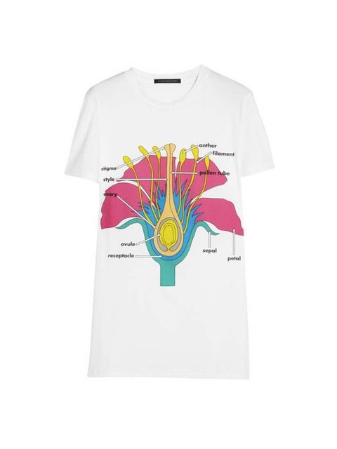 <p>Pair it with a printed T-shirt for a casual cool</p><p>Christopher Kane T-shirt, £180 available at <a href="https://www.net-a-porter.com/product/431591">Net-a-porter </a></p>