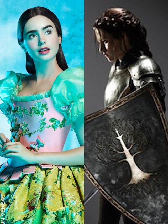 <p>Lily Collins and Kristen Stewart as Snow White</p>