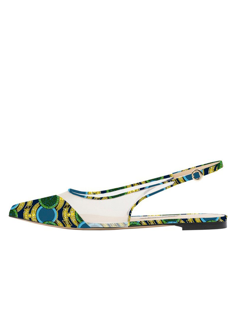 <p>Bionda Castana for M2M <a href="http://biondacastana.com/collections/shoes/products/violet-mothers2mothers-africa-art-deco-design-flat-pointed-slingback" target="_blank">'Violet shoes'</a>, £375</p>