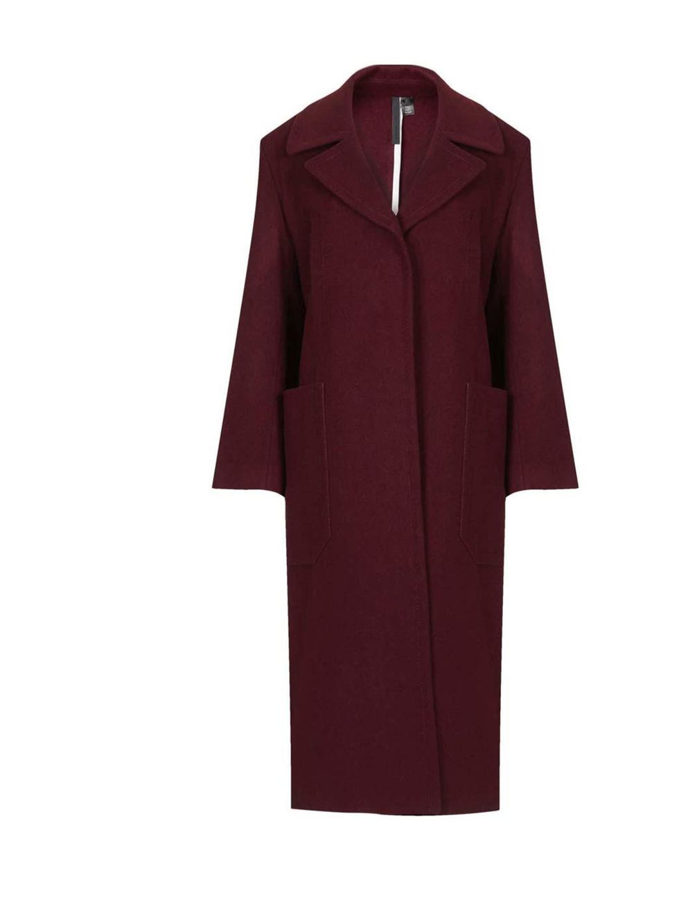 <p>Team your outfit with a big oversize coat.</p><p>This burgundy cocoon-shape one is from <a href="http://www.topshop.com/en/tsuk/product/new-in-this-week-2169932/new-in-this-week-493/long-wool-pocket-coat-by-boutique-2489285?bi=1&amp;ps=20">Topshop Bout