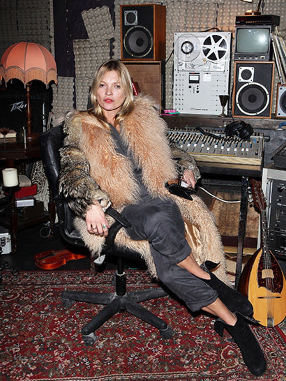 <p>Kate Moss wearing a Prada coat to an after party following a special screening of Jim Jarmusch's <em>Only Lovers Left Alive</em> at Heaven, London.</p>