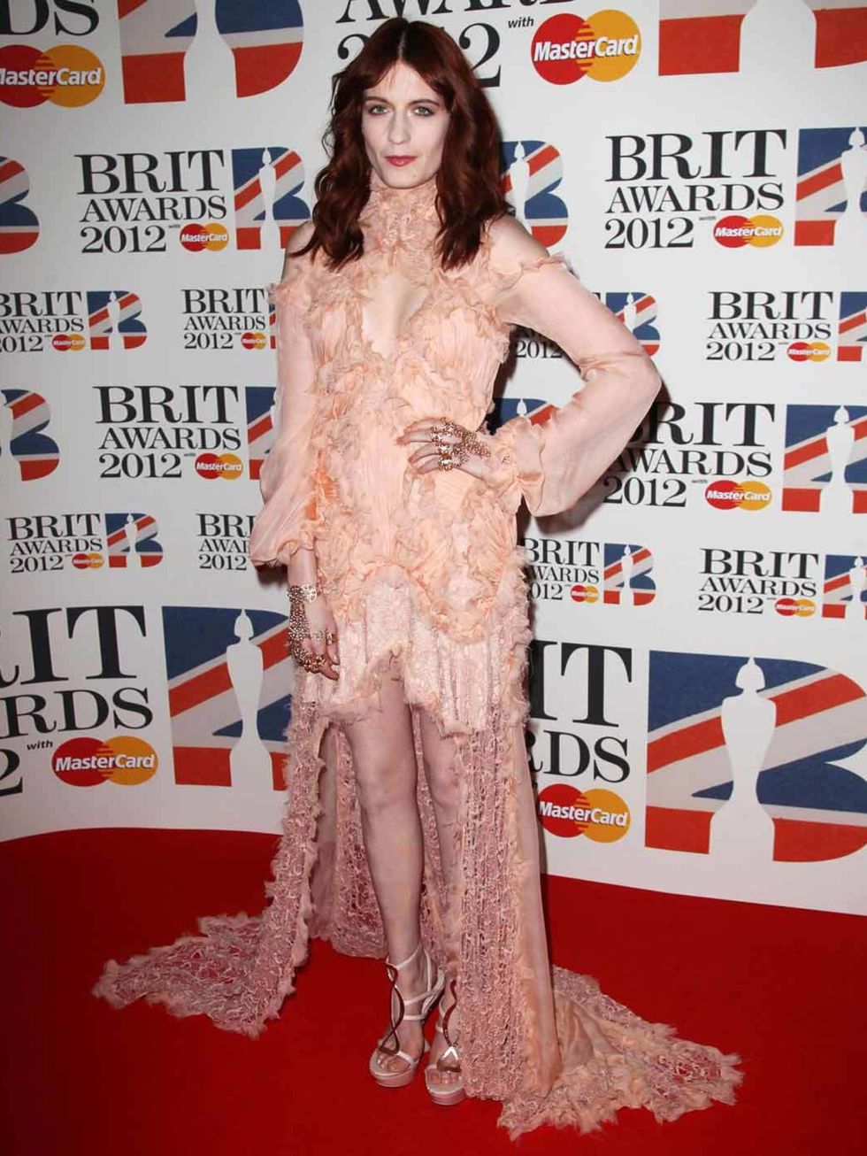 <p><a href="http://www.elleuk.com/star-style/celebrity-style-files/florence-welch">Florence Welch</a> wearing <a href="http://www.elleuk.com/catwalk/designer-a-z/alexander-mcqueen/spring-summer-2012">Alexander McQueen spring/summer 2012</a>  at the Brit A