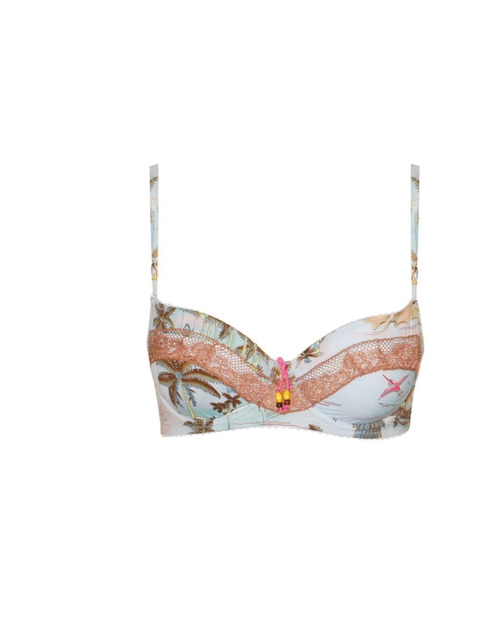 <p>Stuck at home while everyones on holiday? Brighten up your day with this tropical little number Elle Macpherson Intimates tropical print bra, £35</p>