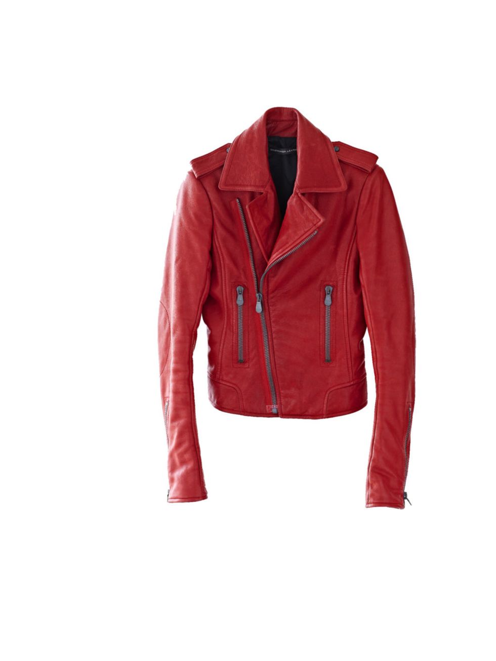 <p>Balenciaga red leather jacket, was £1,535 now £1,030, at <a href="http://www.vestiairecollective.com/biker--rouge-balenciaga.shtml">Vestiaire Collective</a></p>