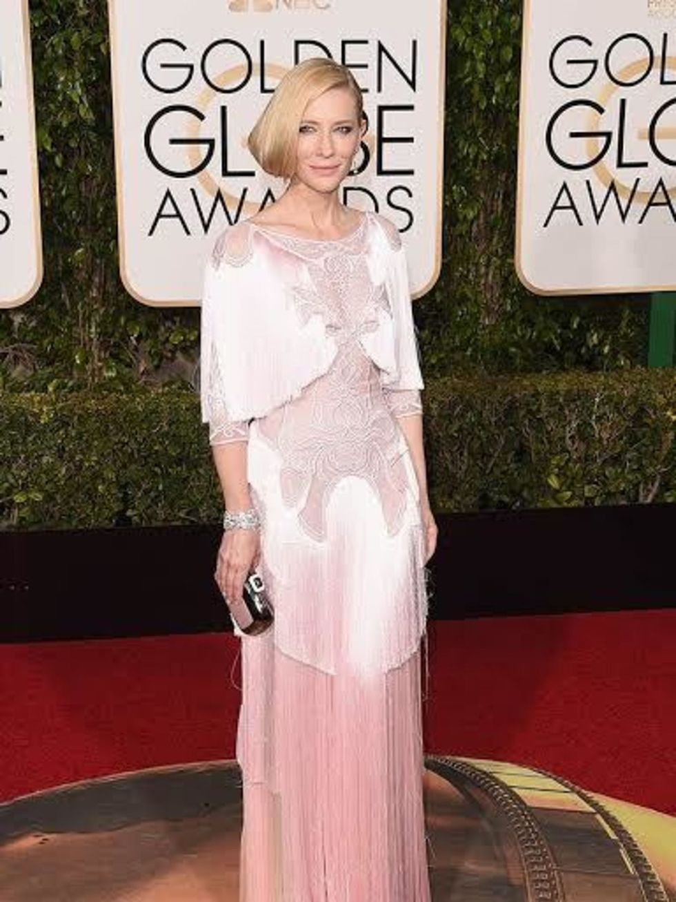 <p>Cate Blanchett in Givenchy Couture by Riccardo Tisci: This is nothing short of perfection. The vintage detailing, the antique ivory shade, the exquisite Tisci signature fringing and embroidery. Cate oozes Golden Age Hollywood glamour in this gown.  <