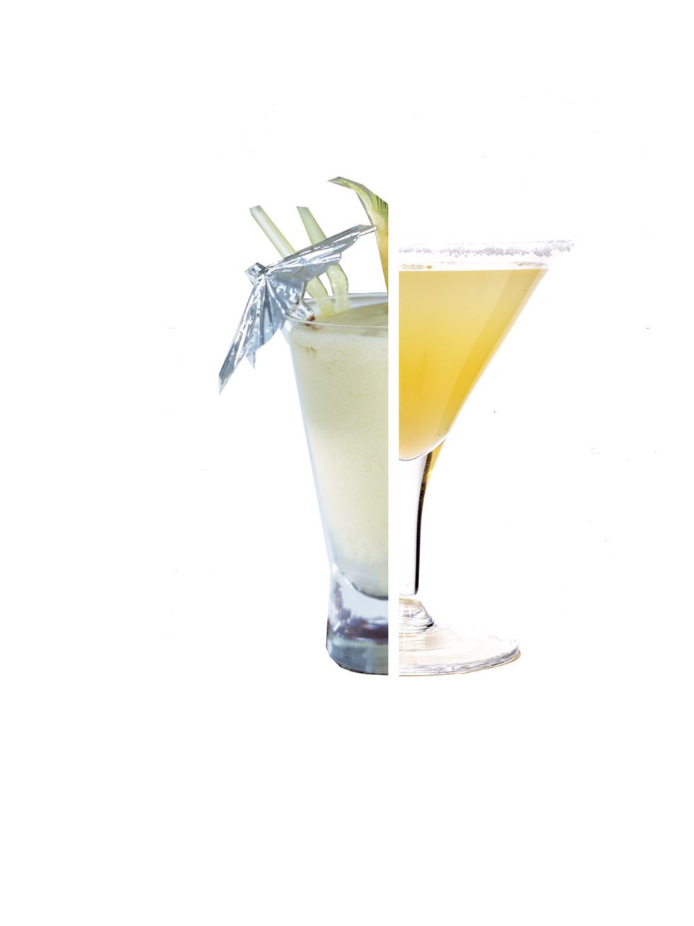 <p><strong>Pina Colada vs Margarita</strong></p><p><strong>Pina Colada: </strong>Up to 500 calories for a large cocktail glass with 17 grams of fat</p><p><strong>Margarita: </strong>160 calories for a cocktail with 0.8 grams of fat</p><p><strong>Calories