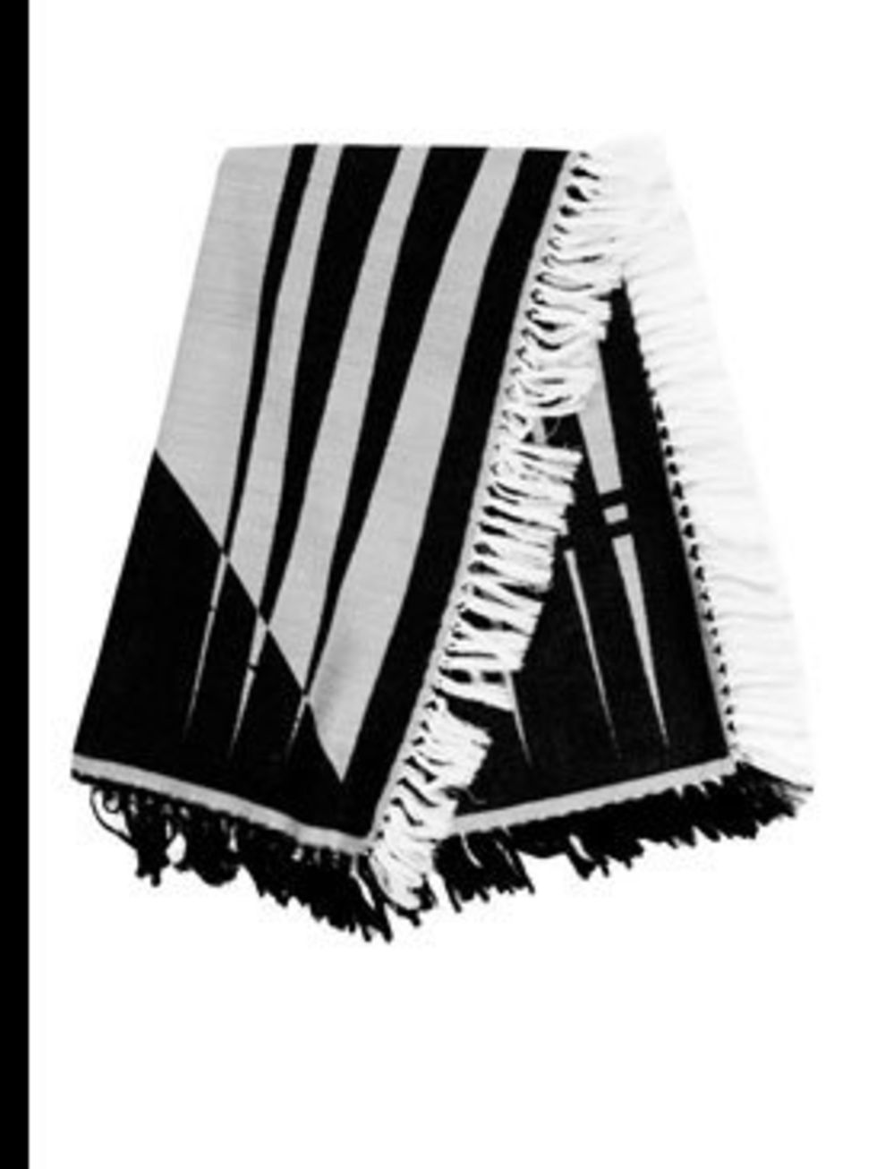 <p>Black and white scarf, £115, by Henry Vibskov at <a href="http://www.farfetch.com/shopping/women/designer-henrik-vibskov/search/item10009490.aspx">Farfetch</a></p>