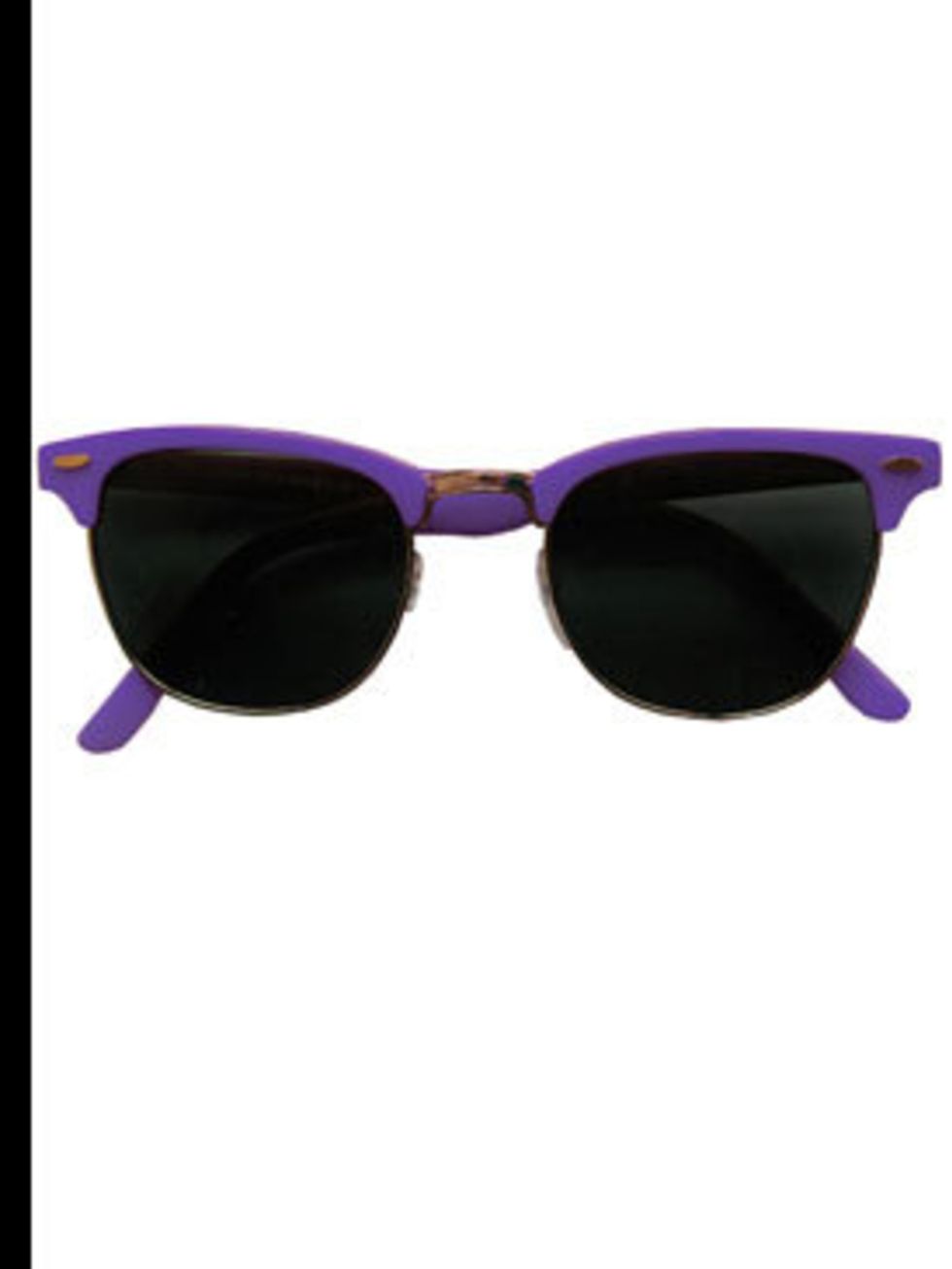 <p>Purple sunglasses, £14, by <a href="http://www.lazyoaf.co.uk/product_info.php?cPath=72_83&amp;products_id=1289">Lazy Oaf</a></p>