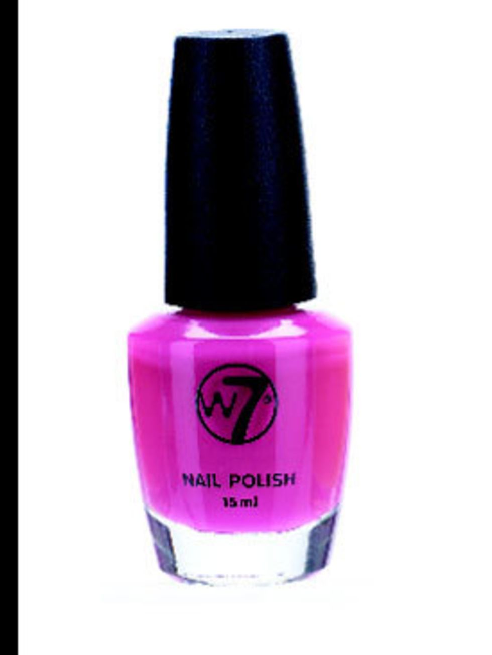 <p>Bright pink nail polish, £4.95, by W7 (01753 639 137)</p>
