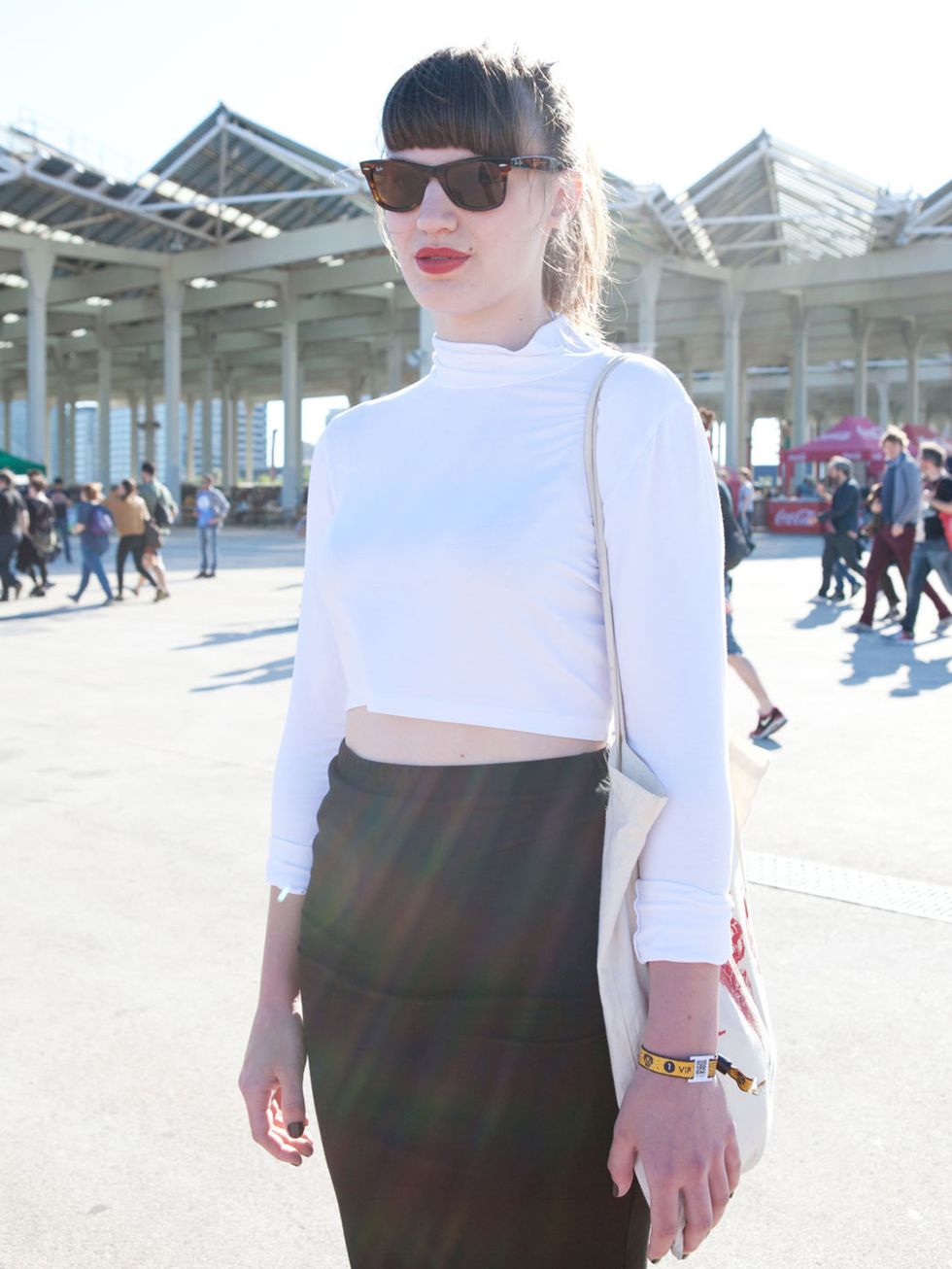 <p>Laura Clarke wears Asos top and skirt and Ray Ban sunglasses</p>