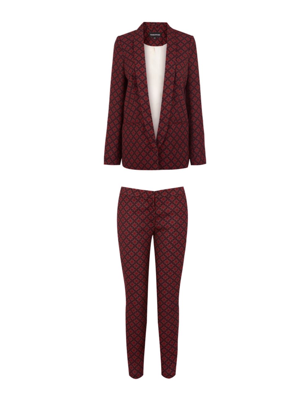 <p>THE TROUSER SUIT</p><p>Warehouse printed blazer, £70, and trousers, £45</p><p><a href="http://shopping.elleuk.com/browse?fts=warehouse+print+blazer">BUY NOW</a></p>