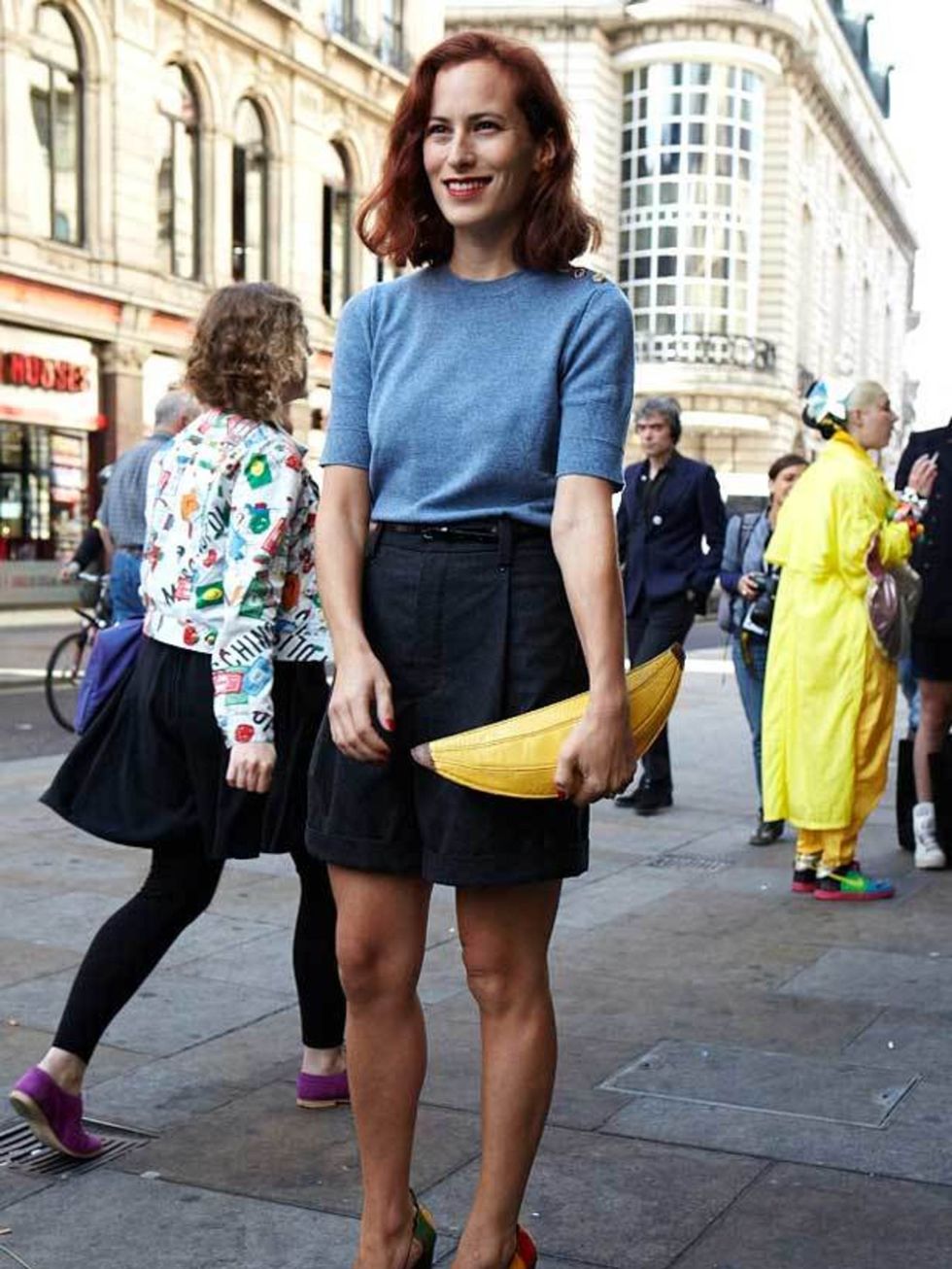 <p>Charlotte Dellal, 29, Shoe Designer. Marc Jacobs top and skirt, Charlotte Olympia clutch and heels. </p>