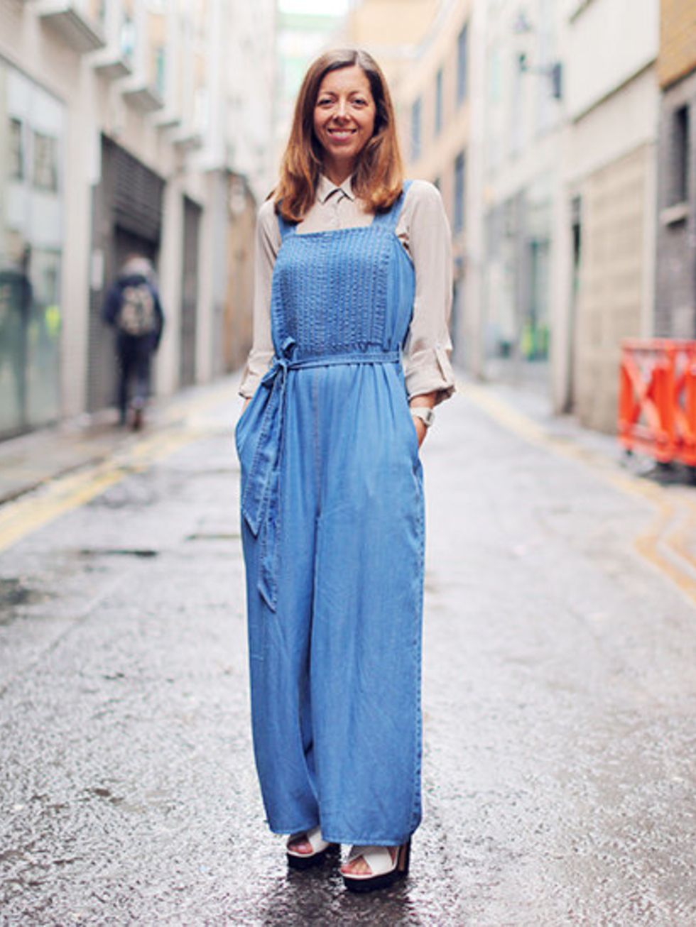 <p>Kirsty Dale - Executive Fashion Director</p><p>Marc by Marc dungarees, Whistles shirt, New Look block wedges.</p>