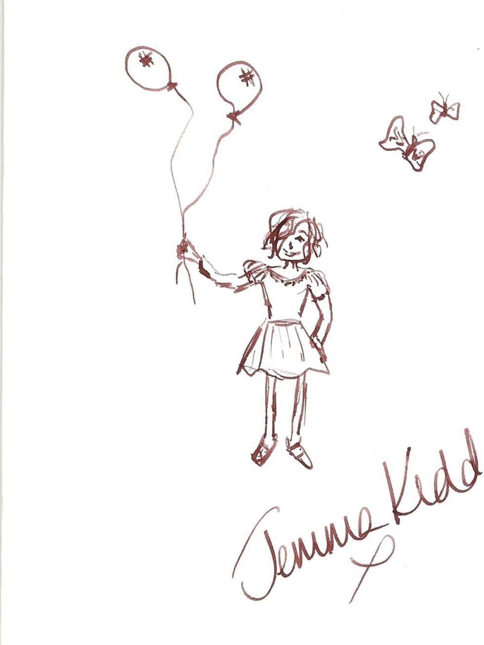 <p>Jemma Kidd: A young happy girl holding balloons.</p>