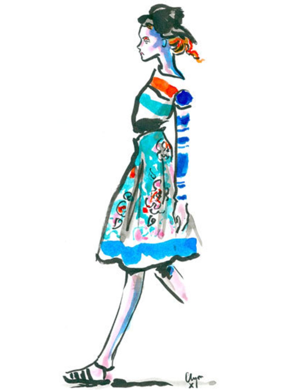 <p>Clements Ribeiro spring summer 2013  illustrated by Clym Evernden</p>