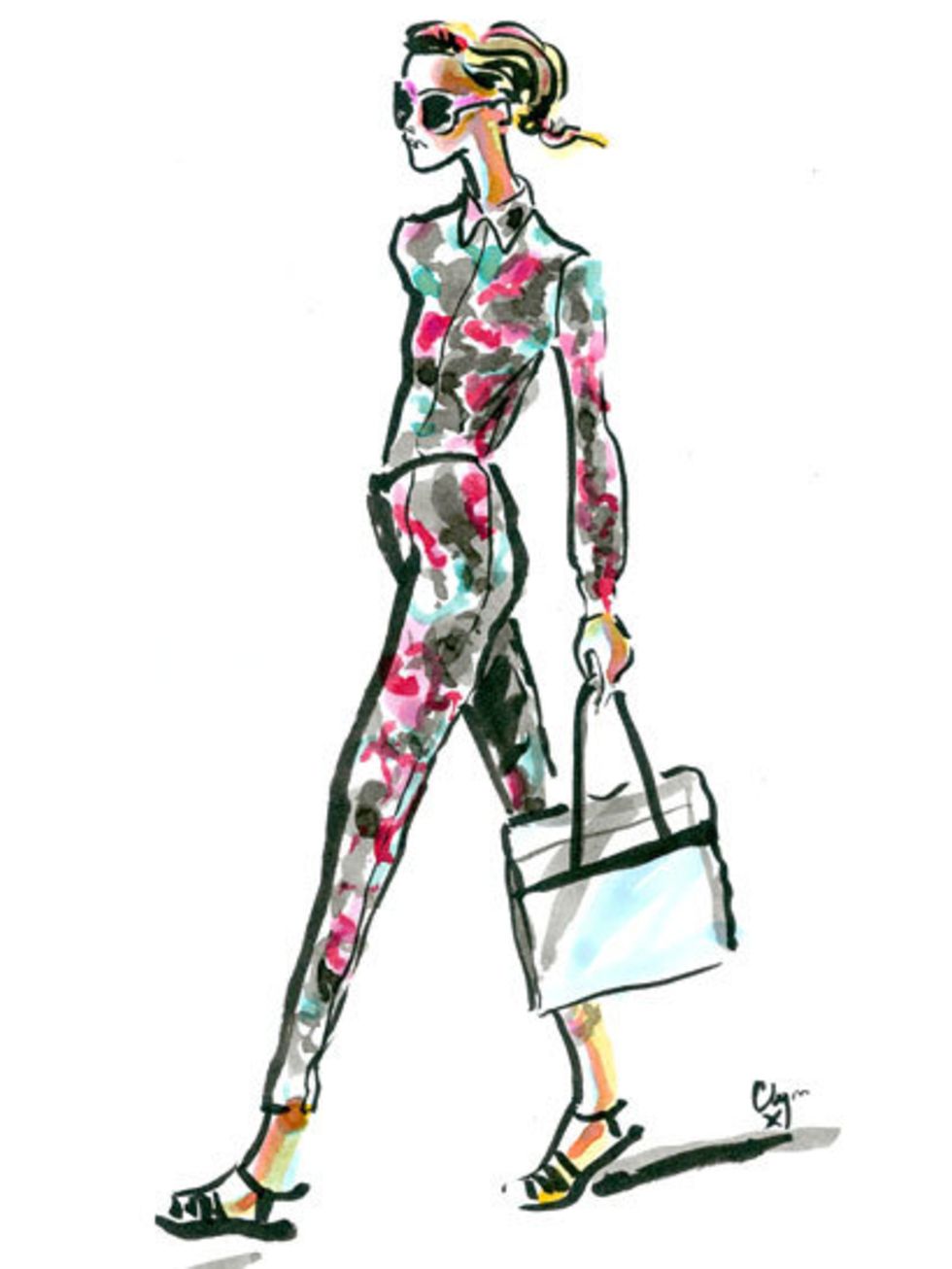 <p>Clements Ribeiro spring summer 2013 illustrated by Clym Evernden</p>