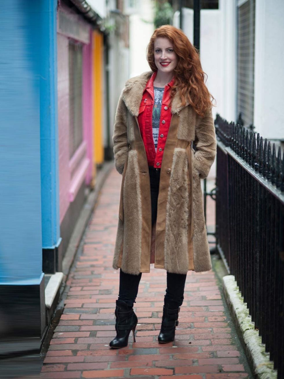 <p>Bridget Veal</p><p>Vintage red jacket from King's Road store</p>