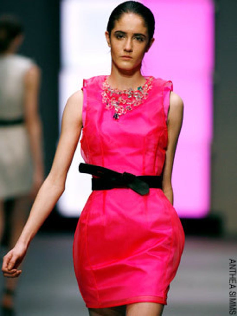 <p>Marios Schwab was really back on form this season - I loved this hot pink mini dress</p>