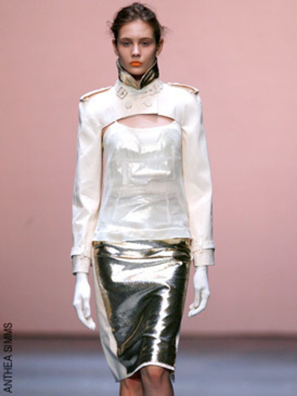 <p>Richard Nicoll's collection was sophisticated and grown up - the tailoring was beautiful. My hot buy is the gold lame pencil skirt</p>