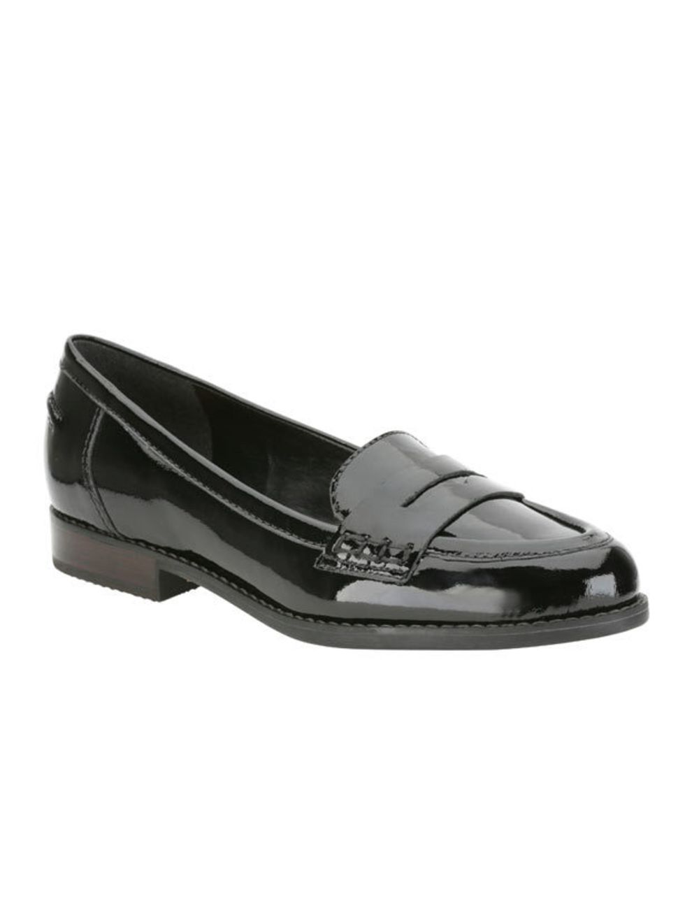 <p>Black patent loafers, £44.99, by <a href="http://www.clarks.co.uk/find/keyword-is-Crepe+Suzette/product-is-20334825">Clarks</a> </p>
