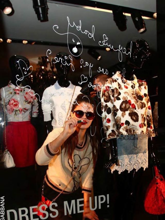 <p>Bip Ling in the Dolce &amp; Gabbana windows</p>