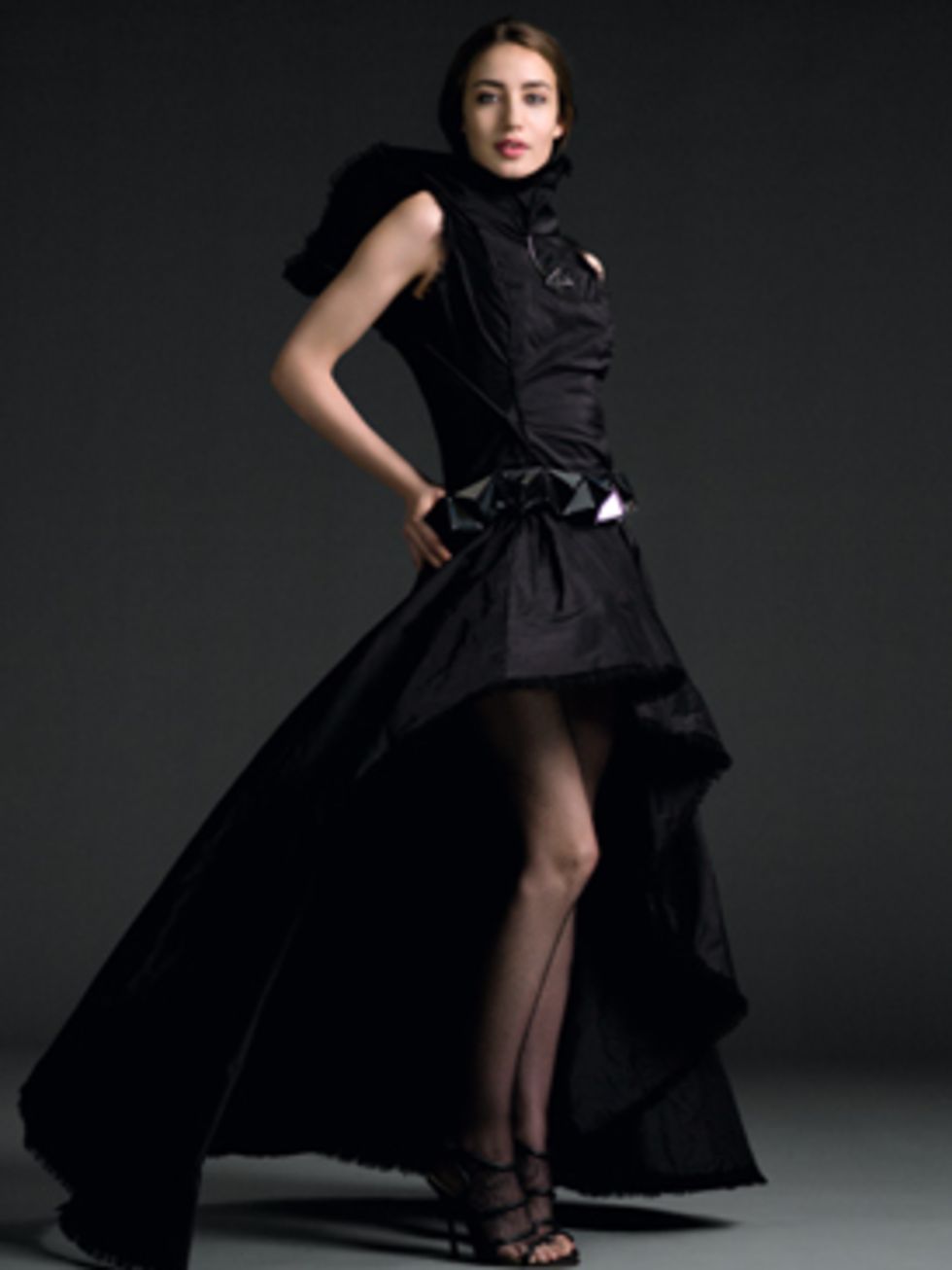 <p>Elizabeth Jagger wears long black dress by Nathalie Thomas.</p>