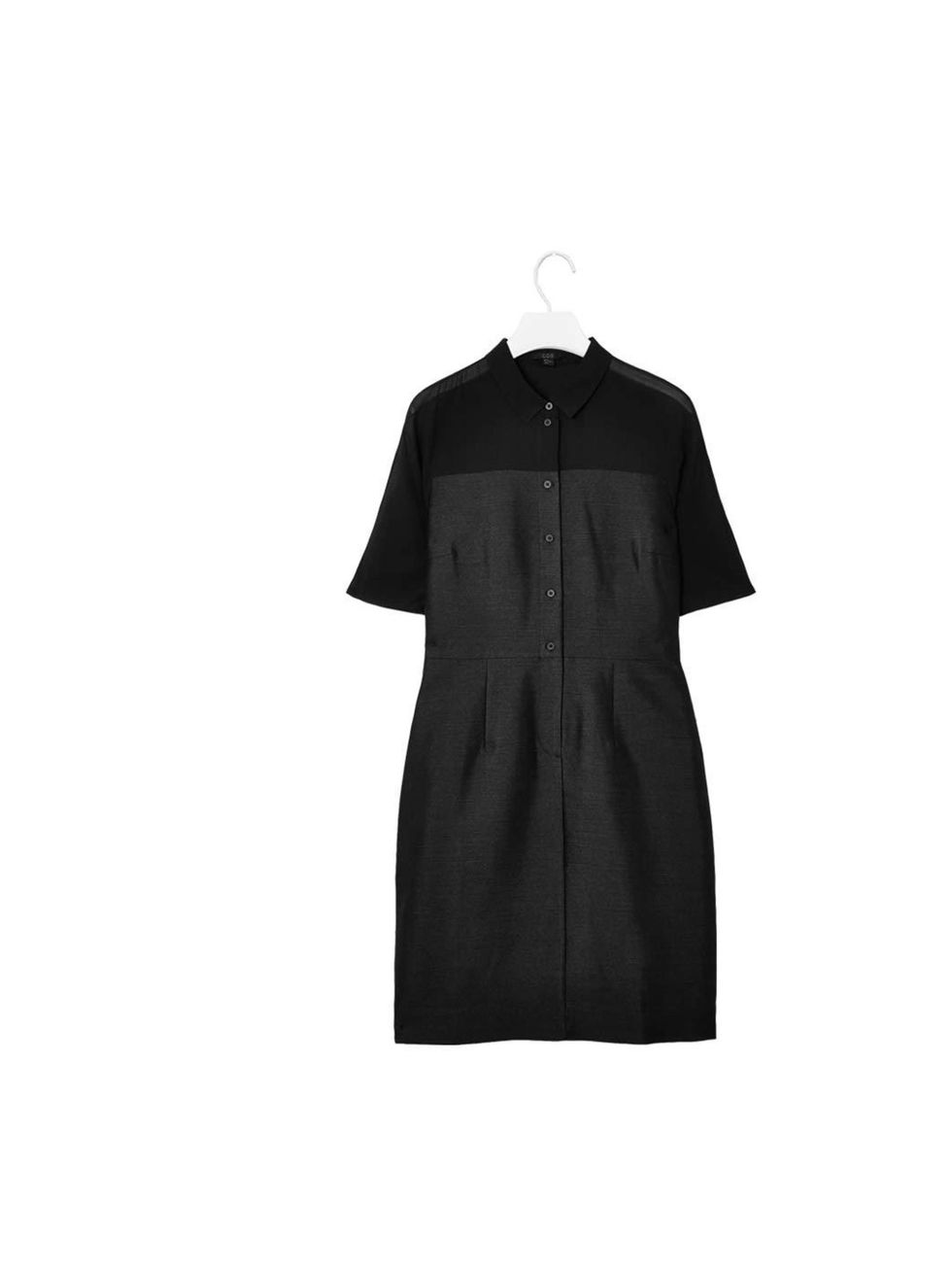 <p>A classic shirt dress with a twist - the sheer shoulder panel breaks up the line and stops this from being too safe.</p><p><a href="http://www.cosstores.com/Shop/Women/New/Sheer_panel_shirt_dress/365246-8211366.1">COS</a> dress, £89</p>