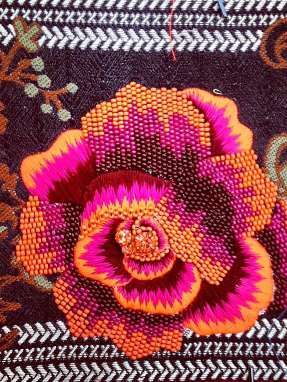 <p>'The hand-embroidered rose of the Floral Folk weave in my autumn/winter 2013 collection'</p>