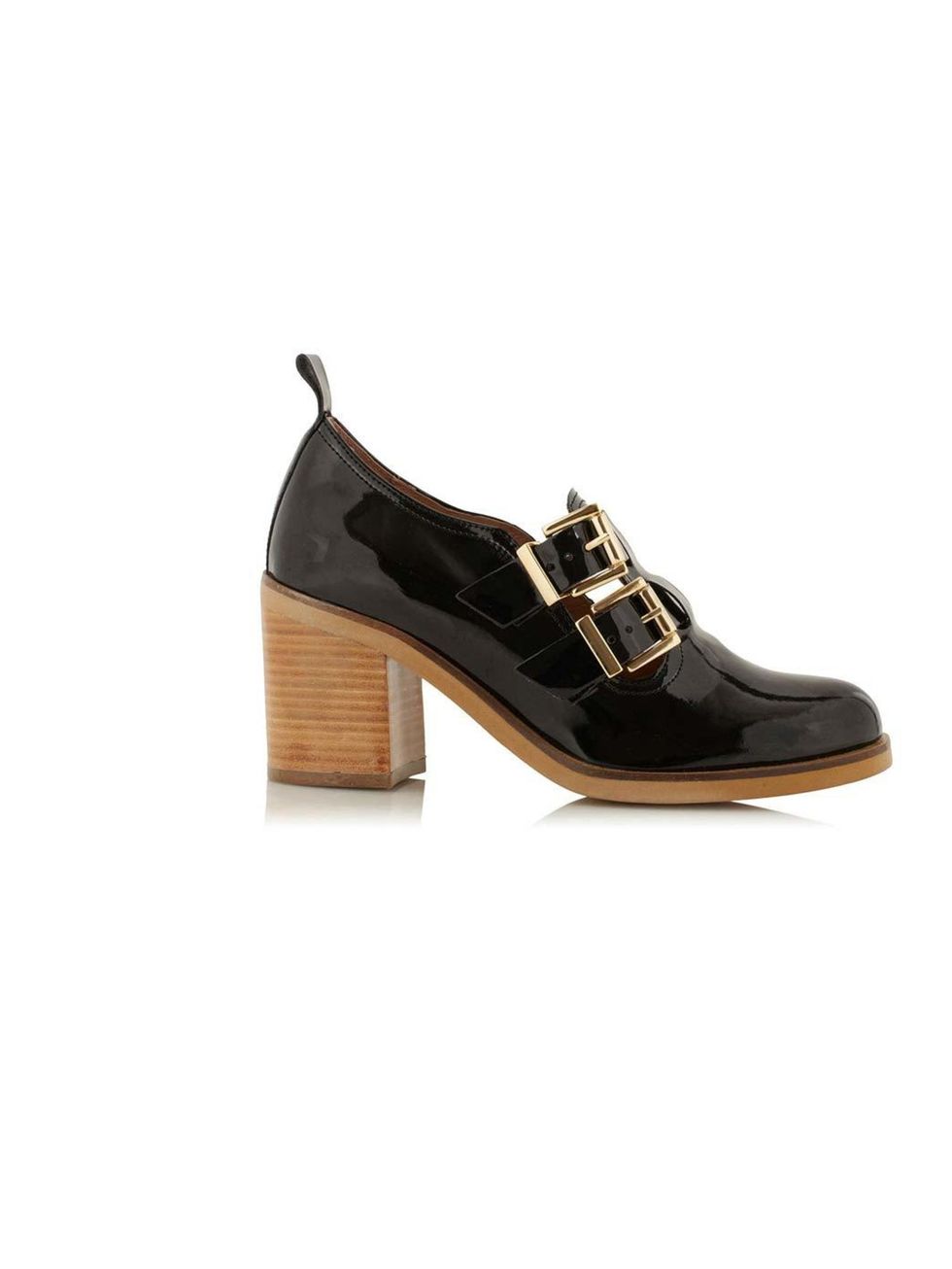 <p>These patent leather buckle-up shoes strike just the right balance between preppy and clunky <a href="http://www.topshop.com/webapp/wcs/stores/servlet/ProductDisplay?beginIndex=1&viewAllFlag=&catalogId=33057&storeId=12556&productId=9791937&langId=-1&s