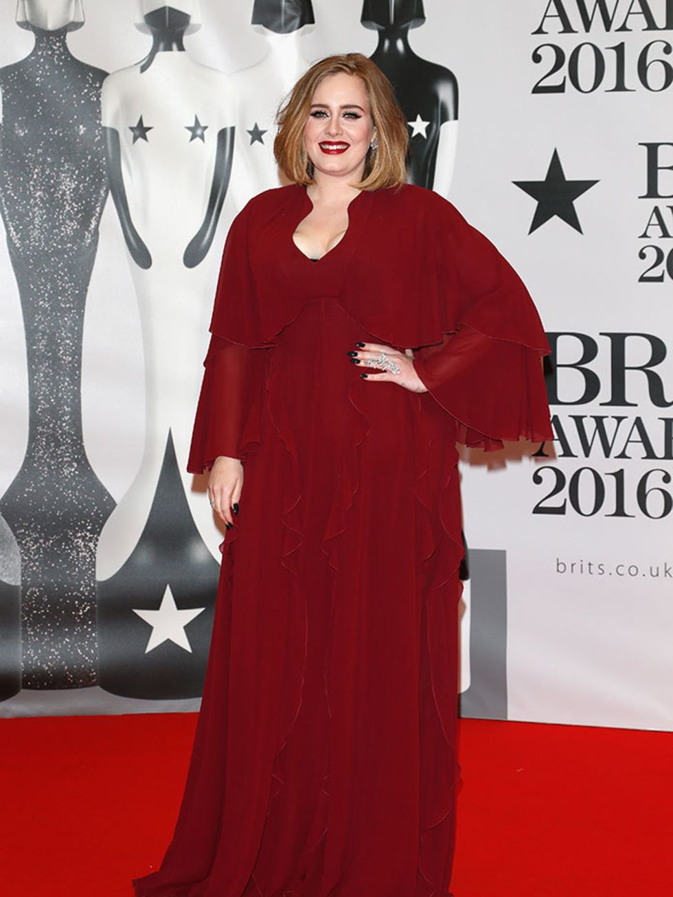 Adele at the BRIT Awards in London, February 2016.