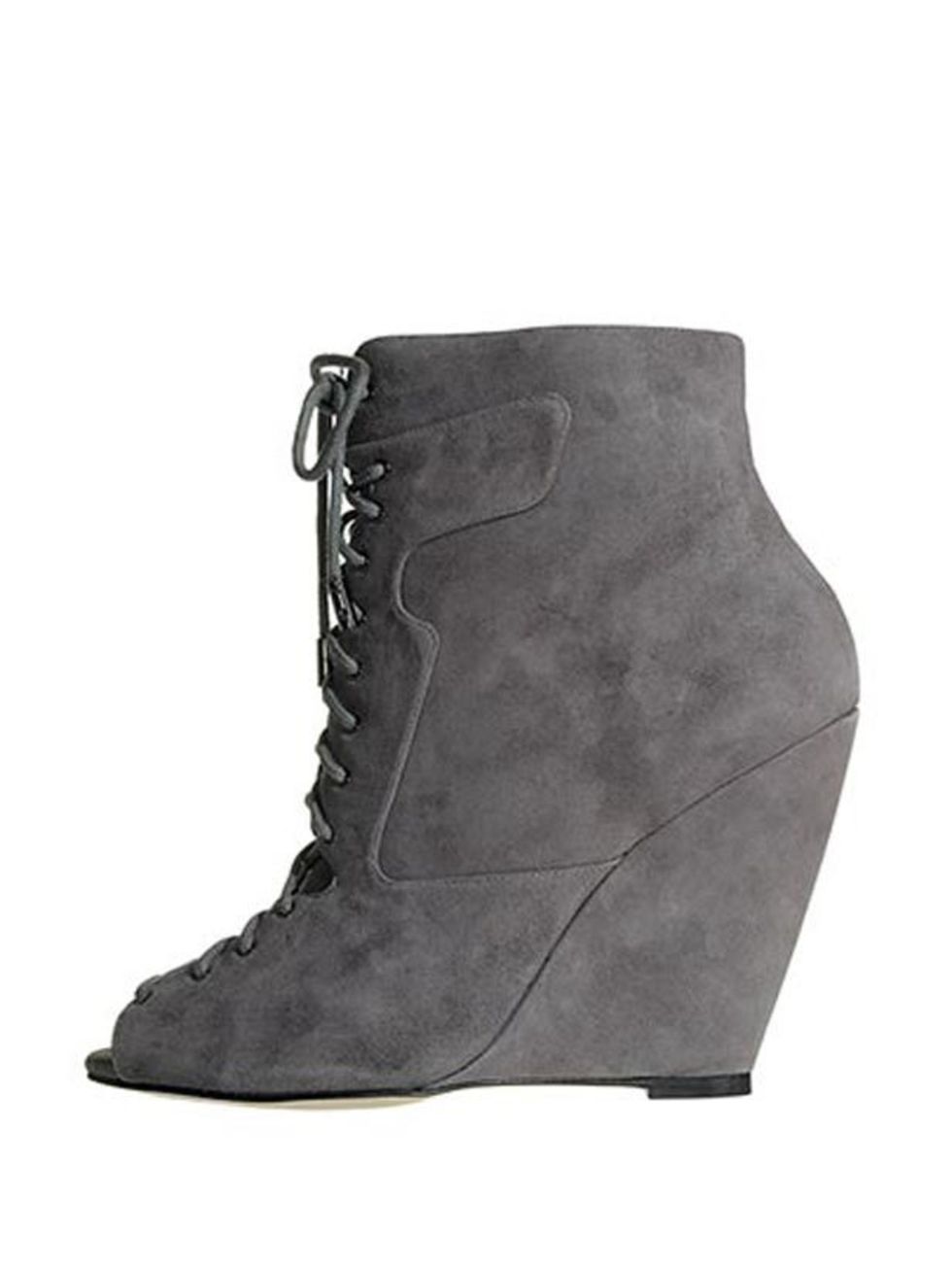 <p>A pair of ankle boots are a wardrobe essential and these will be perfect for pairing with leather. <a href="http://www.reissonline.com/shop/womens/womens_new_arrivals/collette/grey/">Reiss</a> peep toe wedges, £179 </p>