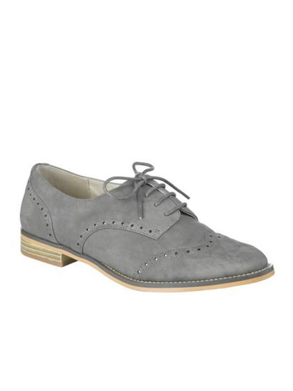 <p>Old-school brogues are a firm favourite in the ELLE office and we want to add these to our collection. The pretty grey suede is a chic alternative to brown and black and will work with just about anything. Marks &amp; Spencer brogues, £25, for stockist