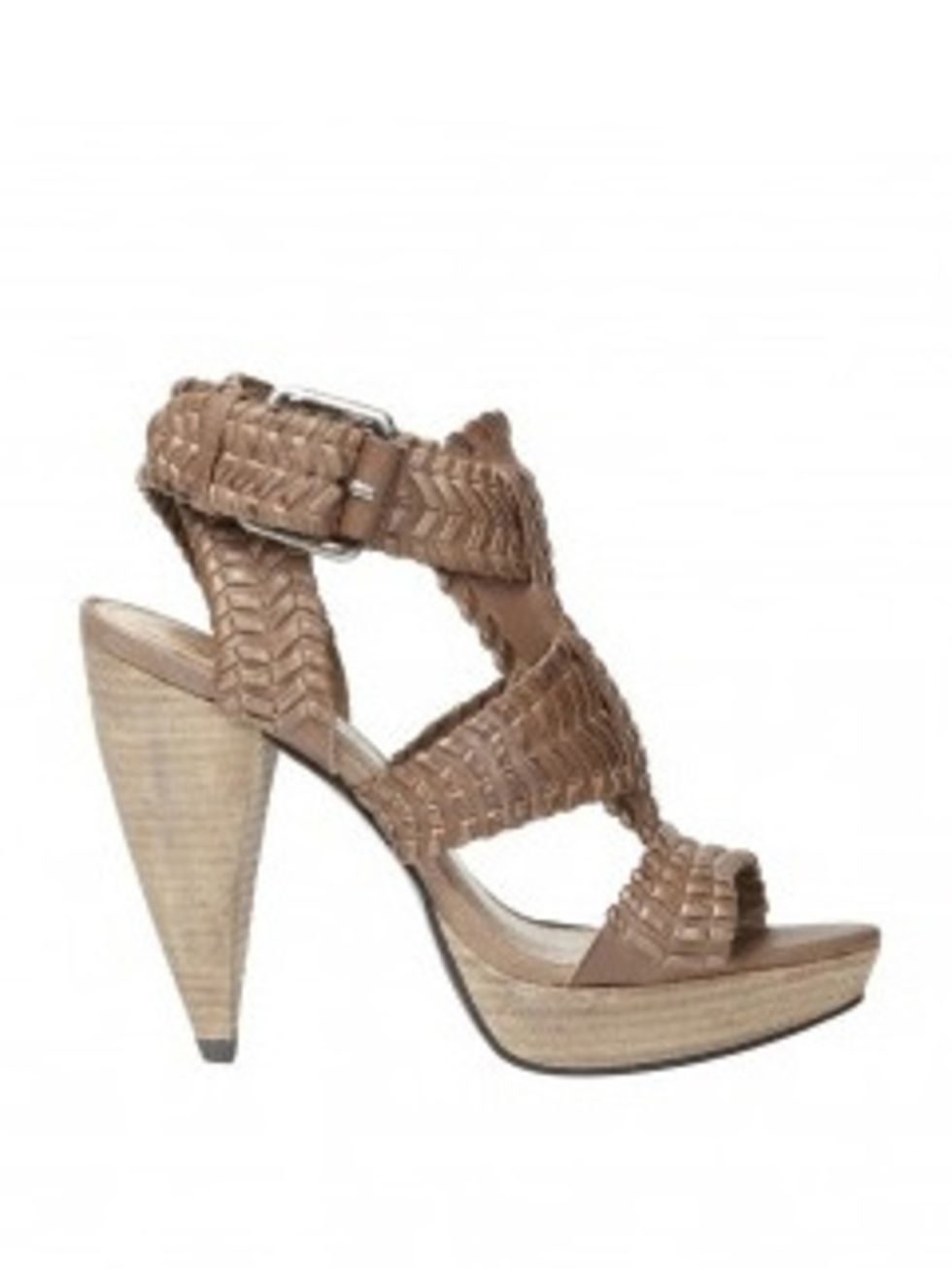 <p>With their go-with-anything woven stone leather and surprisingly chic wooden heel, these will fast become your staple summer heels. Snap them up now.</p><p>Shoes, £155 by <a href="http://www.allsaints.com/product/?all=1&amp;page=1&amp;category_id=207&a