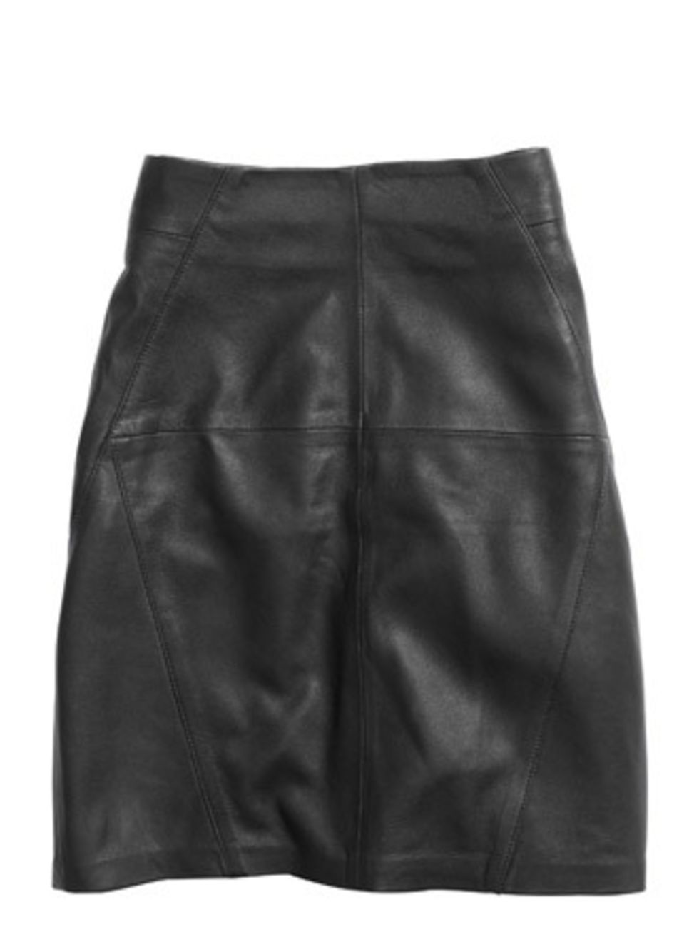 <p>Every wardrobe should house a black leather skirt. Dont go too short, instead opt for a knee length and pair with a pretty blouse and heels to give it a feminine touch.</p><p>Leather skirt, £59.99 by H&amp;M</p>