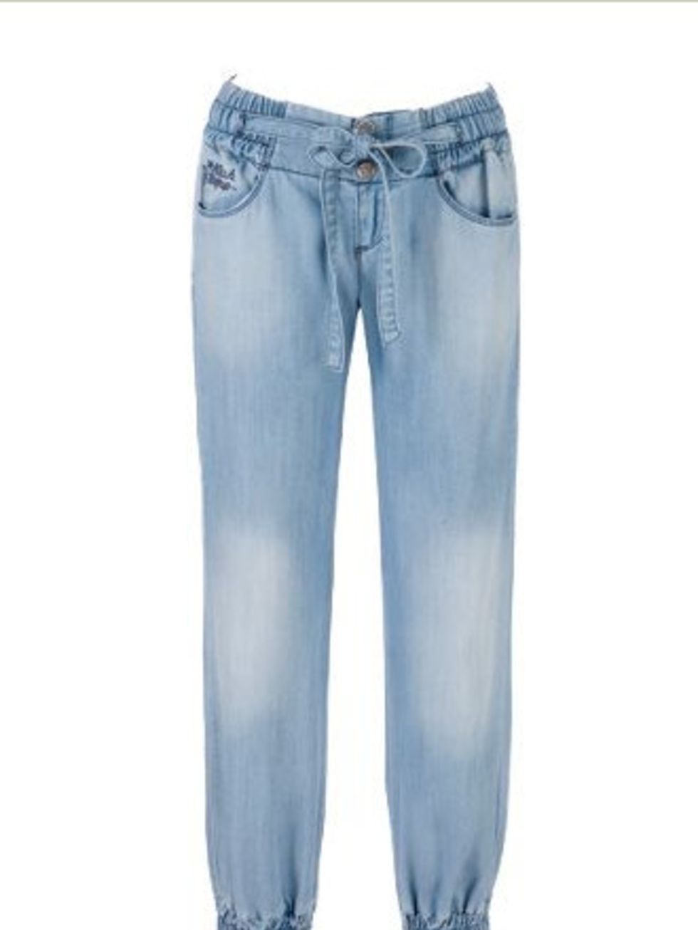 <p>For summer, the sporty vibe is in fashion. If you cant bear the thought of factoring jogging pants into your daily wardrobe, these gathered jeans with the tie waist is a very fashionable compromise.</p><p>Jeans, £75 by Killah at <a href="http://www.ol