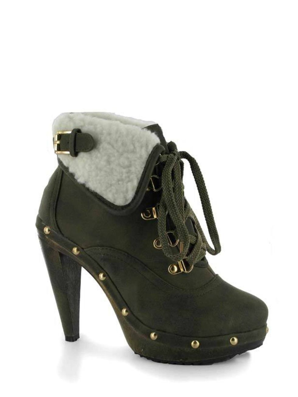 <p>A pair of heeled hiking boots are a new season essential which is why were adding this shearling pair to this weeks shopping list. Wear with chunky ankle socks for an autumnal look. <a href="http://www.chockersshoes.co.uk/category/heels2/product/grac