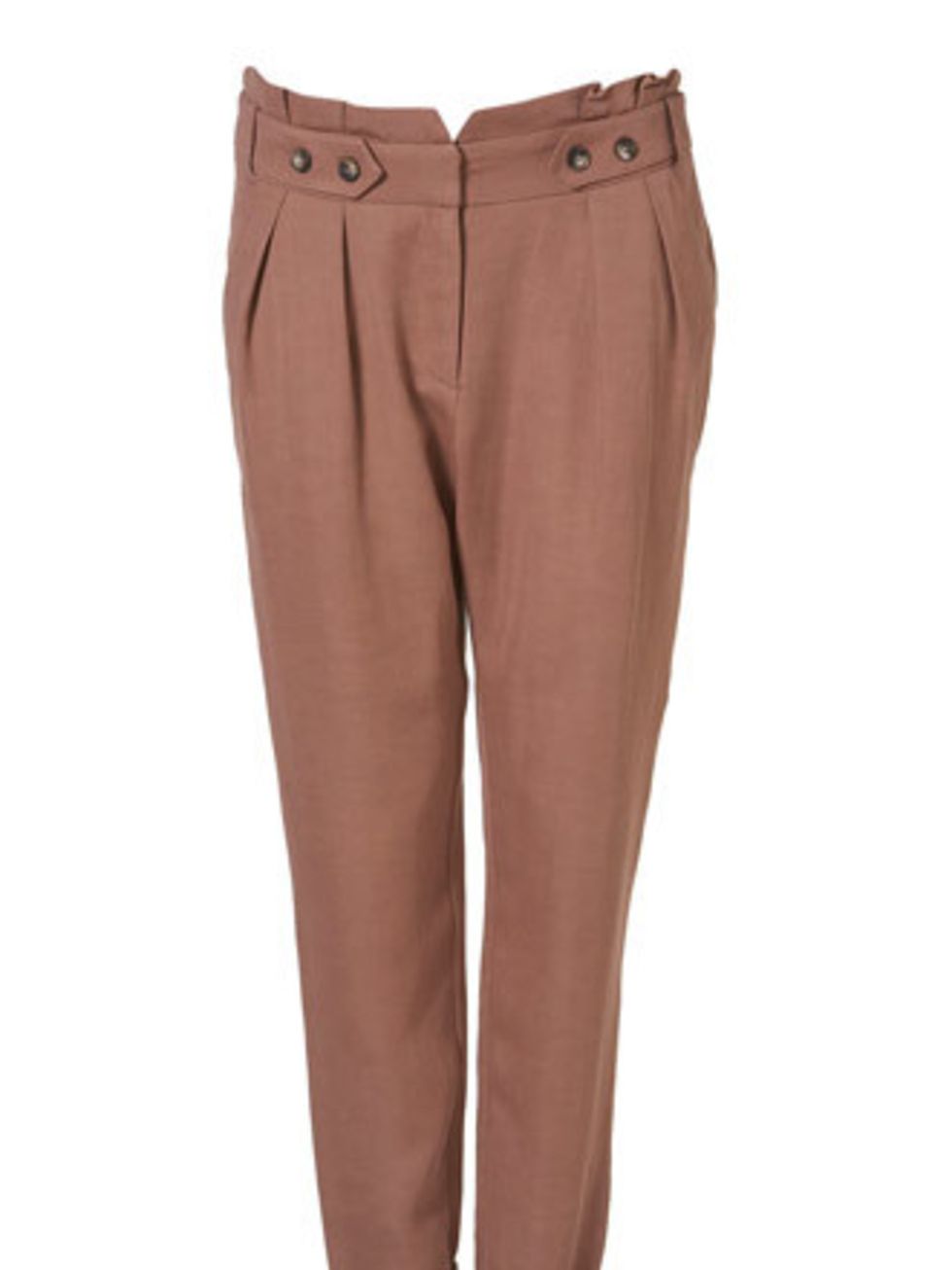 <p>Smart trousers will be your new best friend come next season, usurping the skirt and dress as your top item. This brick coloured pair is a welcome change from black, navy and grey in the office.</p><p><a href="http://www.topshop.com/webapp/wcs/stores/s