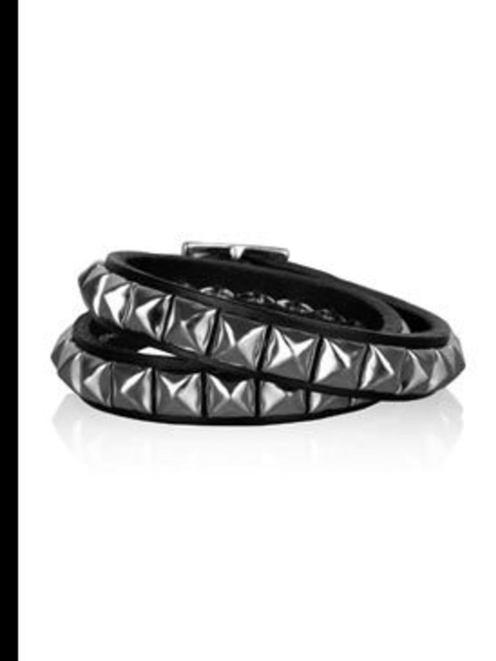<p>Bracelet, £35 by One Grey Day at <a href="http://www.my-wardrobe.com/one-grey-day/black-nailhead-leather-strap-bracelet-653935">My-Wardrobe</a></p>