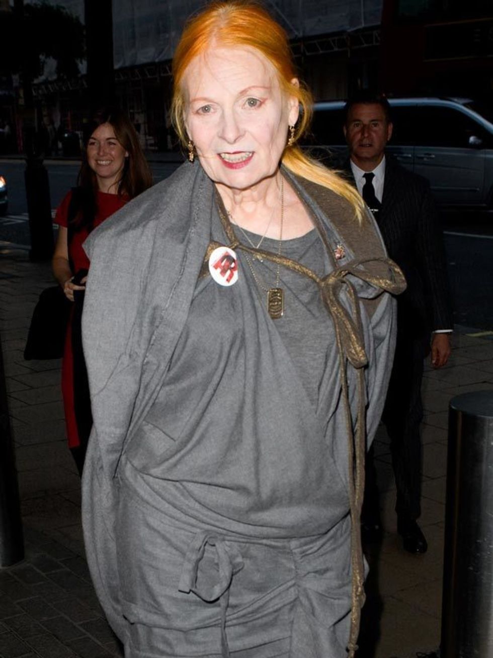 <p><a href="http://www.elleuk.com/catwalk/collections/vivienne-westwood/autumn-winter-2011">Vivienne Westwood</a> at the at the opening of the The Wool Modern exhibition at La Galleria, 7 September 2011</p>