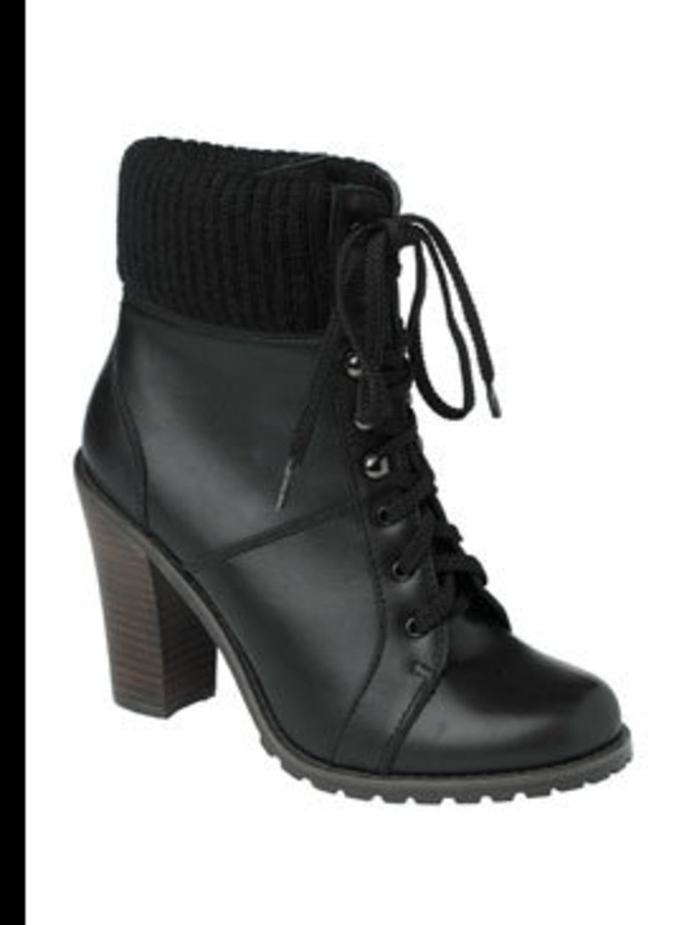 <p>Black leather chunky ankle boot, £50, by <a href="www.newlook.co.uk">New look</a></p>