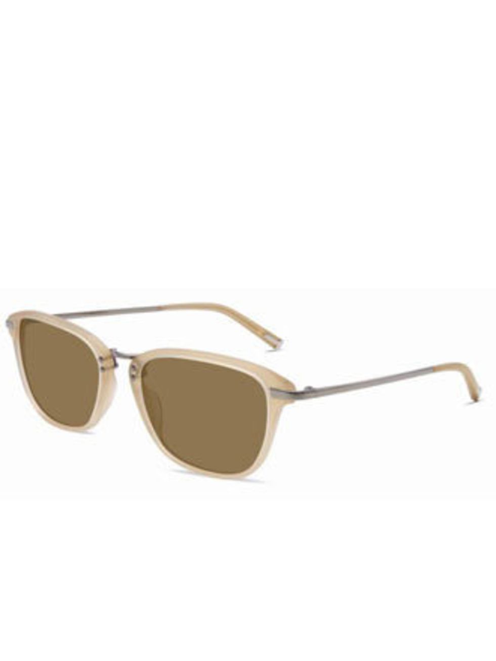 <p>Calvin Kleins new sunglasses are cool and understated but also different thanks to the beige acrylic and metal detailing.Sunglasses, £169, by Calvin Klein. Enq: 0800 722 020</p>