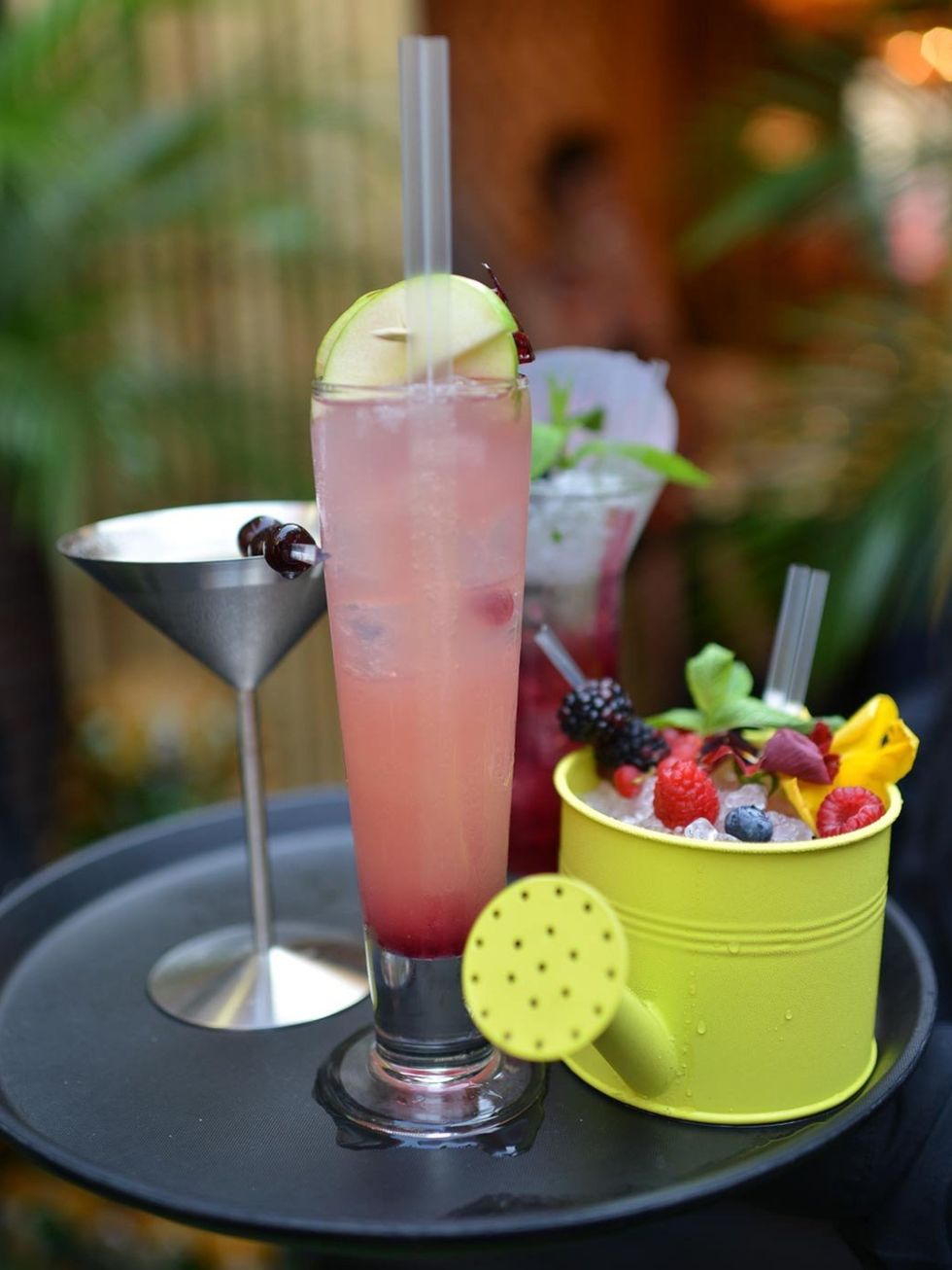 <p>Garden-themed drinks at the Harvey Nichols party</p>