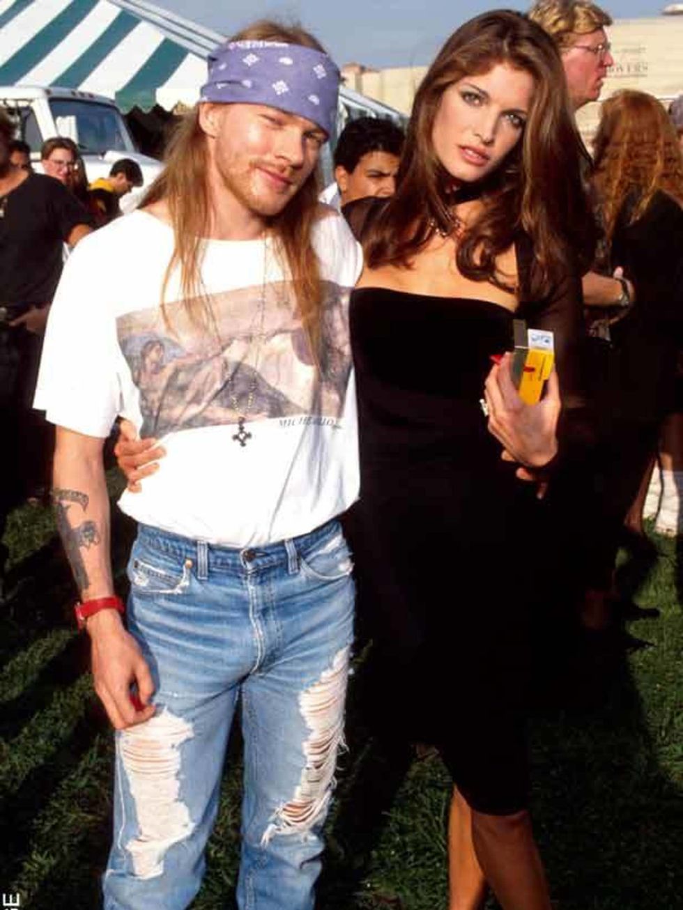 <p>American model Stephanie Seymour had one of the highest of high-profile fashion/rock relationships, going so far as to star in Guns N' Roses's 'November Rain' and 'Don't Cry' videos with then-beau Axl Rose. Together from 1991 to 1993, the relationship 